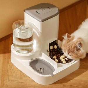 Automatic Pet Feeder And Waterer Dual Station Gravity Food Bowl Water Dispenser For Cats Small Dogs Detachable
