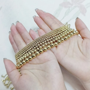 Polished 18K gold stainless steel bead necklaces in various sizes for women