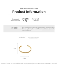 Guide des tailles pour bracelet jonc en cuivre doré 9,5g, diamètre 6cm et largeur 5,2cm