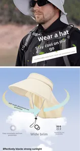 Detail of 14cm wide brim on cooling sun hat providing 360 degree UV protection coverage