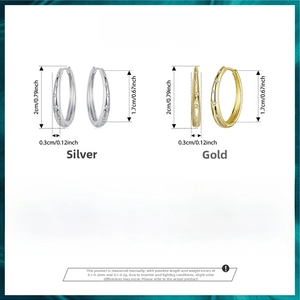Detailed view of S925 sterling silver starry hoop earrings with dimensions and specs