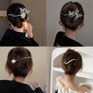 Elegant Liquid Metal Hair Clips Alloy Rhinestone Artificial Pearl Butterfly Starfish Vintage Hairpins Korean Style Accessories For Women