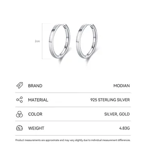 S925 sterling silver minimalist hoop earrings with polished finish, 2cm diameter