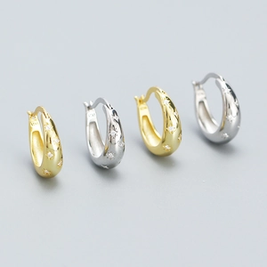 925 Sterling Silver Hoop Earrings Zircon Inlaid Starburst Celestial Design Huggie Ear Buckle For Women Fashion Jewelry