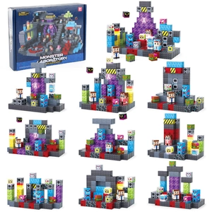 Colorful Monster Laboratory magnetic block set with DIY figures and pixel cubes