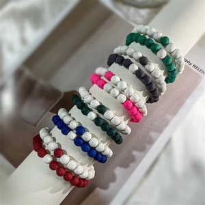 Minimalist lava rock aromatherapy beaded bracelets set in various vibrant colors