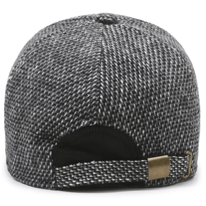 Winter herringbone tweed baseball cap with ear protection and metal buckle adjustment