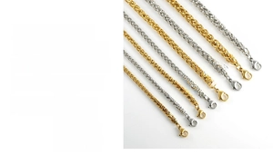 Size chart for titanium steel keel chain bracelets in different widths and colors