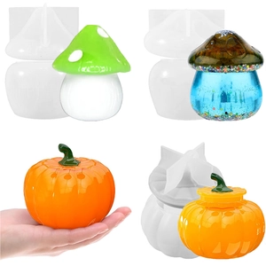 Silicone Mold Mushroom Pumpkin Storage Box Candle Cup DIY Resin Crafting Casting Halloween Home Decor Handmade