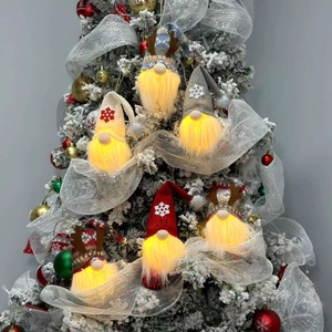 LED Glowing Christmas Gnome Ornaments Nordic Faceless Old Man Plush Hanging Decoration For Xmas Tree Home Party Nordic Style Ornaments