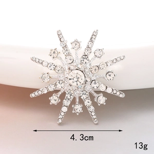 Silver snowflake flower accessory with rhinestones for DIY crafts and shoe charms