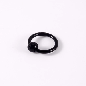 Large black acrylic BCR captive bead ring for ear, nose, and PA piercings