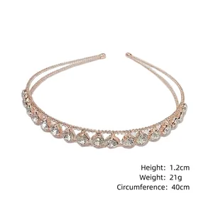 Elegant rose gold rhinestone headband for women with crystal accents and 40cm perimeter