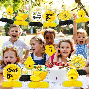 Honey bee theme birthday party honeycomb centerpieces for outdoor table decorations