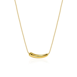 Minimalist 925 sterling silver pea pendant necklace with polished gold finish finish