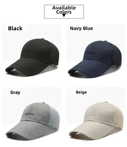 Outdoor mesh baseball caps shown in black, navy, grey, and beige with Sport embroidery