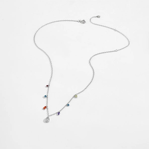 S925 sterling silver necklace featuring colorful pear and marquise cut zircon stones