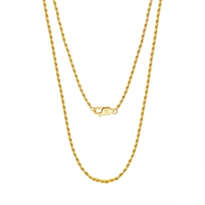 Elegante catena a corda in argento sterling S925 placcato oro 18 carati con chiusura a moschettone