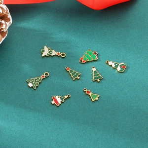 Set of 8 colorful enamel Christmas tree pendants for DIY jewelry making and crafts