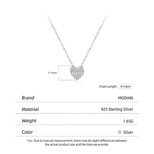 Elegant 925 sterling silver heart necklace with micro-pave cubic zirconia pendant