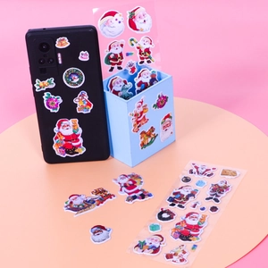 Cute 3D Santa Claus puff stickers set for kids Christmas gifts and DIY decorations