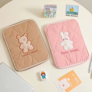Quilted cartoon bunny and bear laptop sleeves for 10.2 and 11 inch tablets