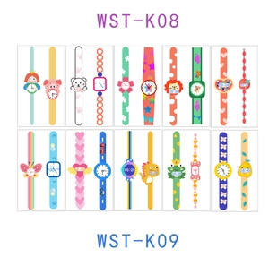 Close-up showing various designs of children's cartoon watch temporary tattoo stickers