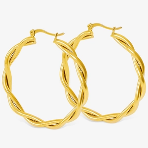 Twisted Hoop Earrings 304 Stainless Steel Woven Minimalist Luxury Style For Women