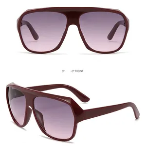 Chic oversized shield sunglasses with deep red frame and purple gradient lenses
