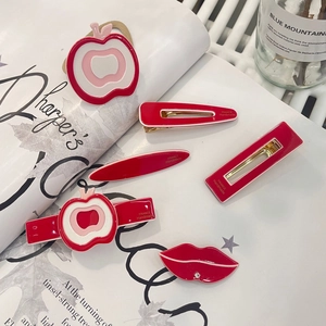 Red Apple Lips Acetate Hair Clips Duckbill Clip Elegant Chinese Style Festive Handmade Hair Accessories Women Hair Tie