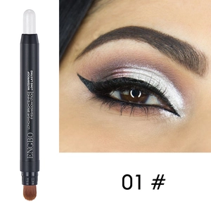 Dual-ended eyeshadow stick 01 pearl white with brush for brightening eye makeup look