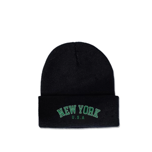 New York USA Embroidery Cuffed Beanie Hat Warm Acrylic Ribbed Knit Winter Skull Cap For Men Women Streetwear