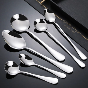 Stainless Steel Spoons And Forks Mirror Polished 304 Material Long Handle Dessert Coffee Spoon Tableware For Home Kitchen