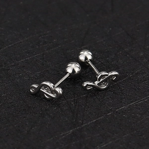 Polished stainless steel treble clef cartilage studs with secure screw ball back closure