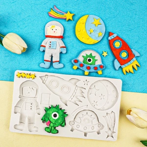 Astronaut Rocket Space Silicone Mold For Cake Decoration Fondant Chocolate DIY Clay Baking Tools Crafting