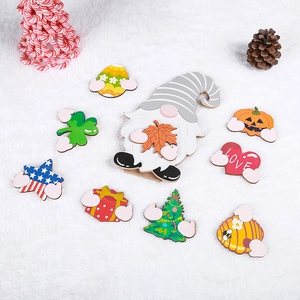Wooden gnome holiday set with interchangeable icons for Christmas and Halloween