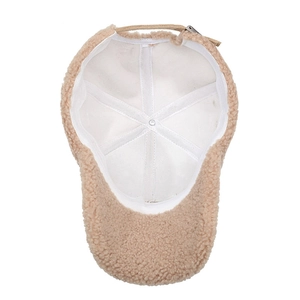 Winter lamb wool baseball cap with letter embroidery and adjustable strap
