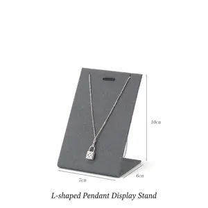 L-shaped dark grey jewelry stand for necklace display with dimensions 10x7x6cm