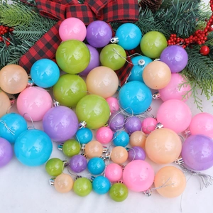 Boules de Noël Macaron Multicolores en Plastique Brillant Ornements de Sapin de Noël pour Fête Décoration de Maison Boules Suspendues