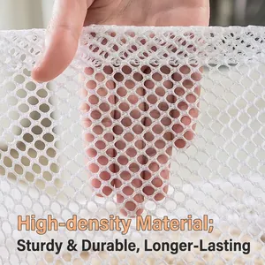 White high-density mesh laundry bag with durable honeycomb net for washing machine
