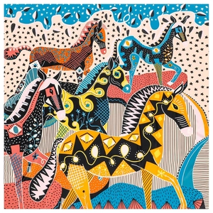 Large Square Scarf For Women Horse Print Polyester Twill Shawl Wrap Elegant Fashion Soft Head Scarf Travel Daily Scarf Accessory