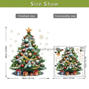 Size guide for Christmas tree wall decal showing layout and 48cm finished dimensions