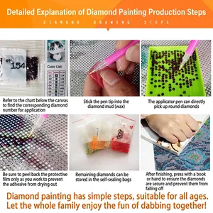 DIY Diamond Painting kit featuring a cartoon cat pattern with colorful resin drills