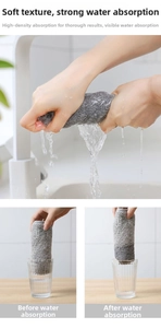 Absorbent bamboo charcoal fiber dishcloth showing high water absorption and softness
