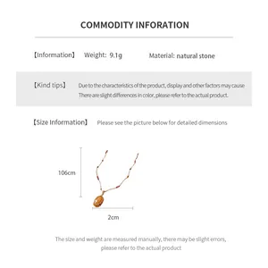 Detailed size info for natural stone beaded long necklace with 106cm chain and 2cm pendant