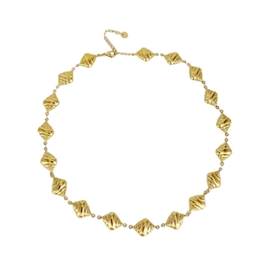 18k gold plated stainless steel shell necklace featuring intricate nautical spiral texture