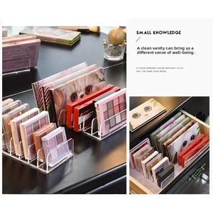 Detail of 7-compartment clear acrylic eyeshadow organizer for drawer and desktop