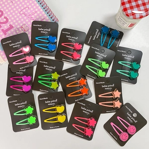 Colorful candy-colored cartoon hair clips in heart and star shapes for girls