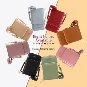 Multi-color multi-functional crossbody phone bags with double zippers and long straps