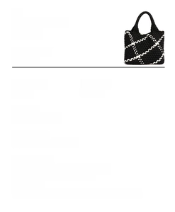 Detailed view of woven nylon tote bag with black and white contrast grid and inner pouch